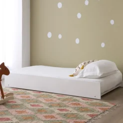 Haus Cama con forma de casa y somier de arrastre para colchón de 90x190 lacada e