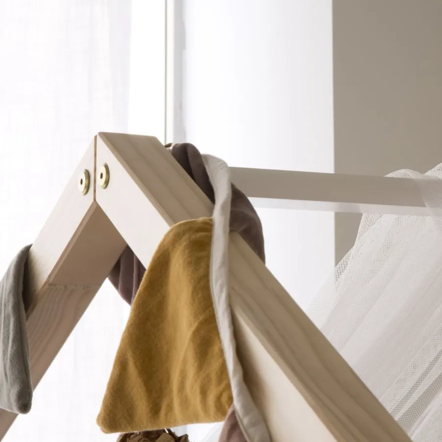 Haus Cama con forma de casa y somier de arrastre para colchón de 90x190 lacada e