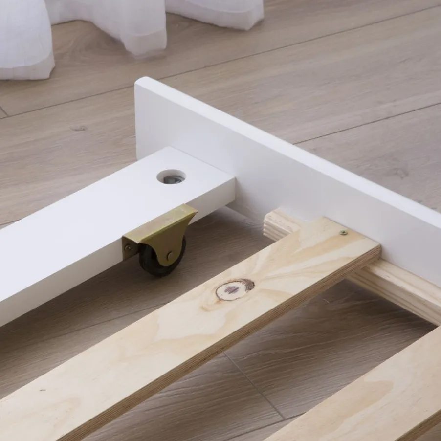 Haus Cama con forma de casa y somier de arrastre para colchón de 90x190 lacada e