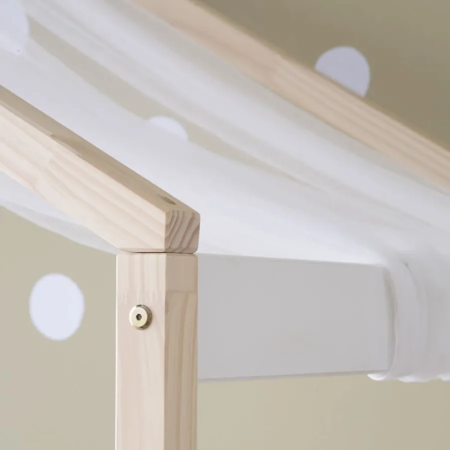 Haus Cama con forma de casa y somier de arrastre para colchón de 90x190 lacada e