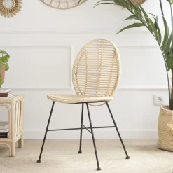 Ille Chaise en rotin naturel et métal