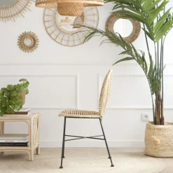 Ille Chaise en rotin naturel et métal