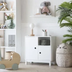 Kadi Meuble enfant avec espace de rangement laqué en blanc