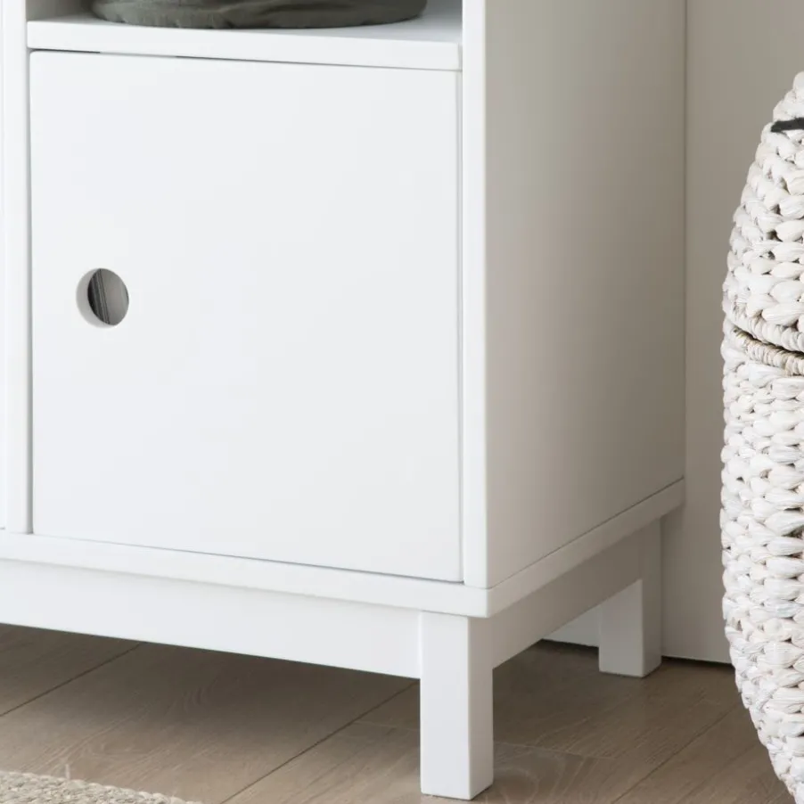 Kadi Meuble enfant avec espace de rangement laqué en blanc