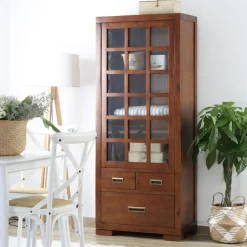 Kenia Vitrine individuelle en bois de couleur teck