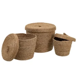 Kokas Ensemble de 3 bo&icirc;tes en fibre naturelle