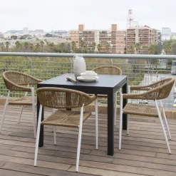 Kunes Table de jardin extensible carrée 90/180 en aluminium