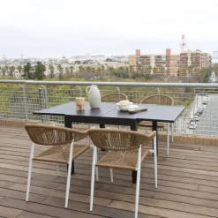Kunes Table de jardin extensible carrée 90/180 en aluminium