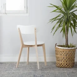Lavia Silla de madera blanca y natural