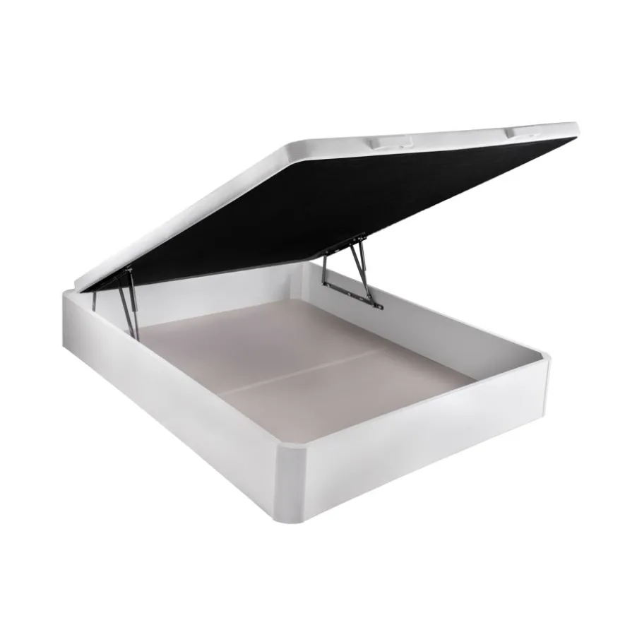 Leyre Lit coffre en bois avec sommier rembourrée 3d