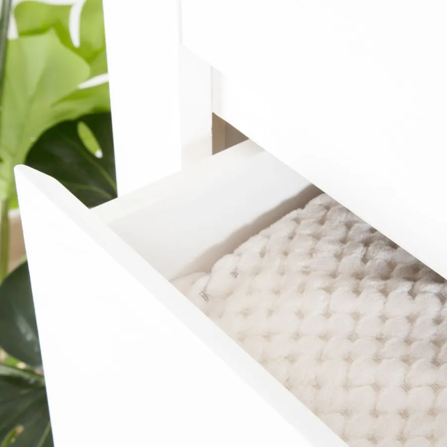 Liland Meuble d'entrée étroit en bois laqué blanc