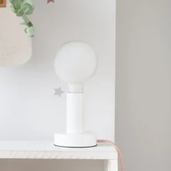 Lille Lampe de table blanche-câble rose