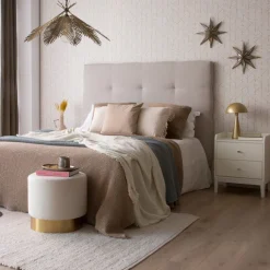 Maira Tête de lit capitonnée beige pour lit de 150 et 160