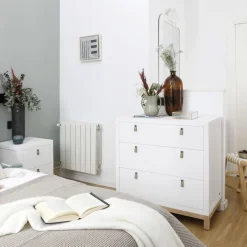 Milos Commode en bois blanc et naturel