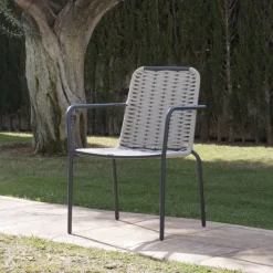 Mink Chaise de jardin en corde de couleur taupe et en aluminium graphite