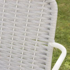 Mink Chaise de jardin en corde couleur gris et aluminium blanc