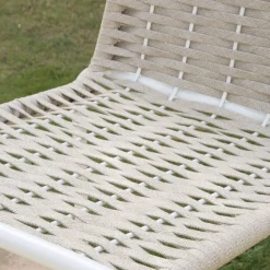 Mink Tabouret de jardin en corde taupe et aluminium blanc