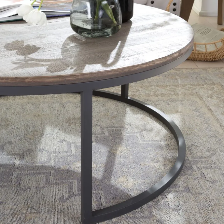 Nadine Set de 2 tables basses en bois massif et métal