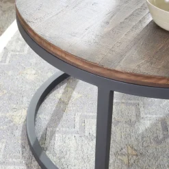 Nadine Set de 2 tables basses en bois massif et métal