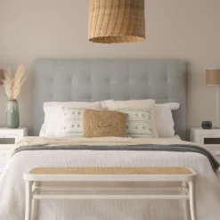 Neris Tête de lit tapissée bleu turquoise pour lit de 140