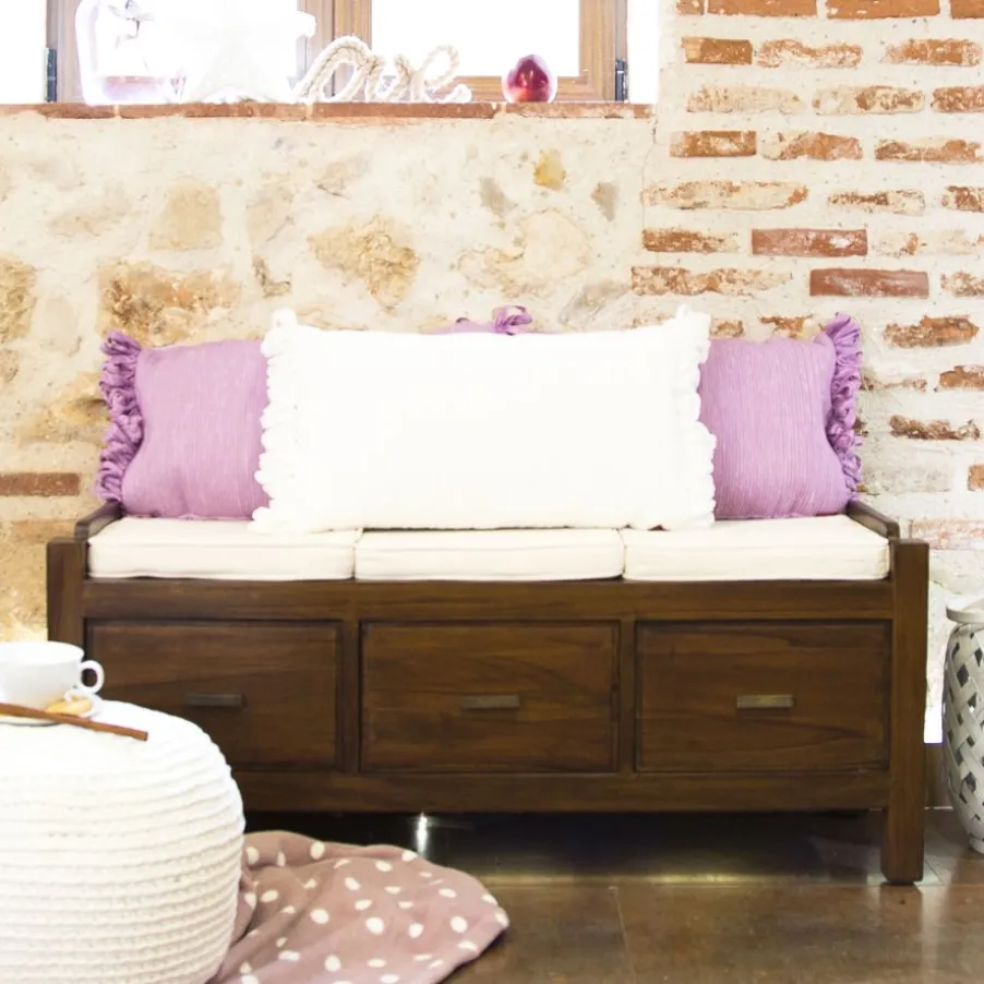 Nest Banc avec rangement et coussins en bois