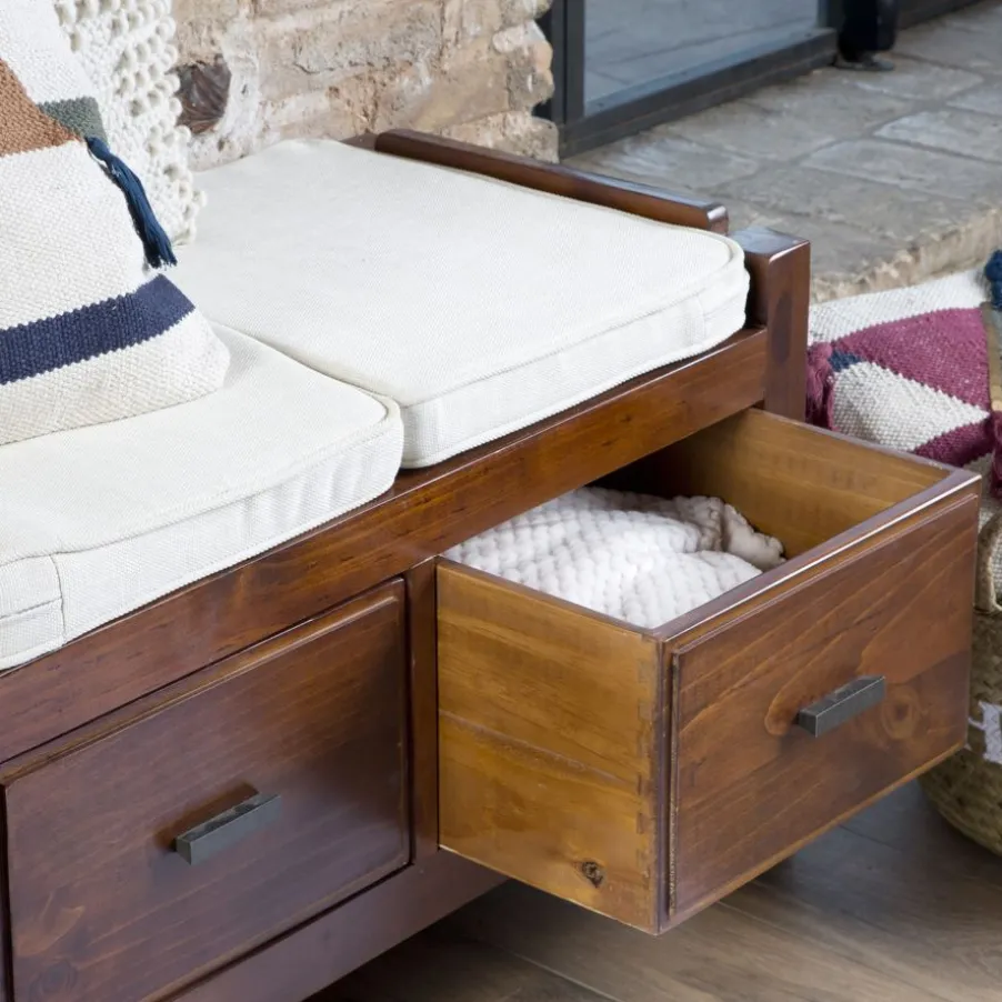 Nest Banc avec rangement et coussins en bois
