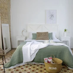 Niza Tête de lit en bois pour lit de 150 et 160 laqué en blanc