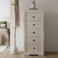 Oblak Commode en bois massif blanc shabby