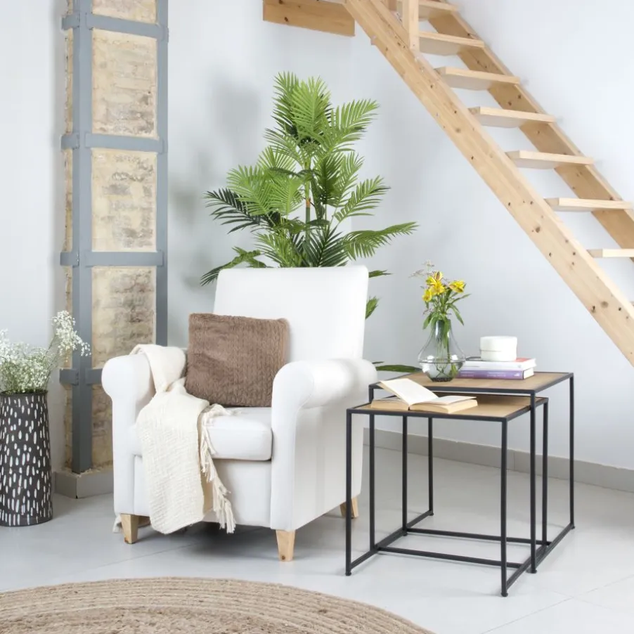 Oslo Ensemble de 2 tables d'appoint en bois et métal