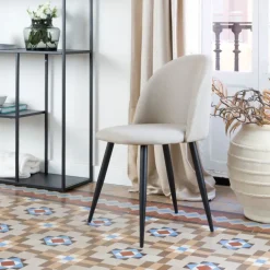 Pack 4 chaises curie rembourrée beige