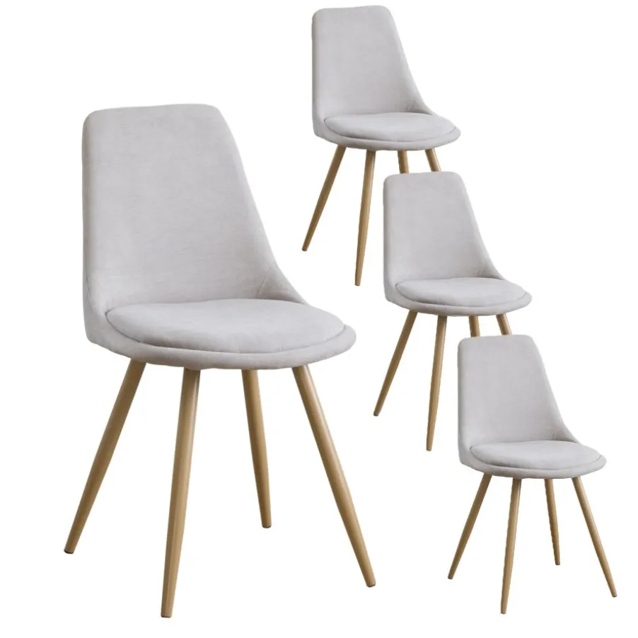 Pack 4 chaises devon rembourrée beige