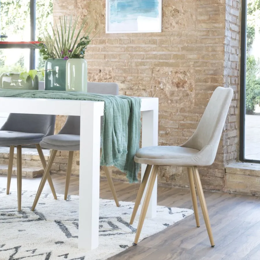 Pack 4 chaises devon rembourrée beige