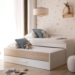 Set Lit gigogne avec rangement teo avec 2 matelas chester et 2 sommiers sumer