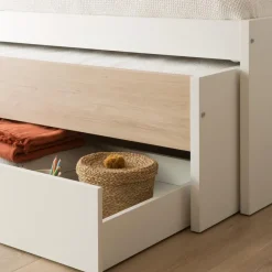 Set Lit gigogne avec rangement teo avec 2 matelas chester et 2 sommiers sumer