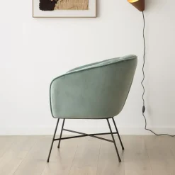 Sigrid Fauteuil en velours vert d'eau
