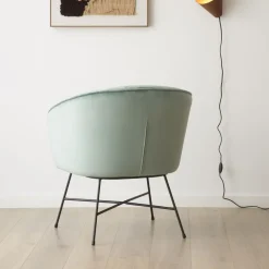 Sigrid Fauteuil en velours vert d'eau