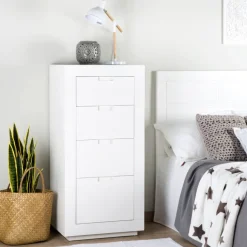 Sisal Commode en bois laqué blanc