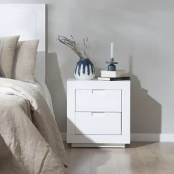 Sisal Table de chevet laqué en blanc