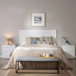 Sisal Tête de lit en bois laqué blanc pour lit de 150 et 160