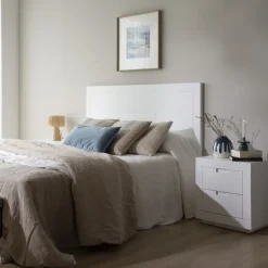 Sisal T&ecirc;te de lit en bois laqué blanc pour lit de 150 et 160