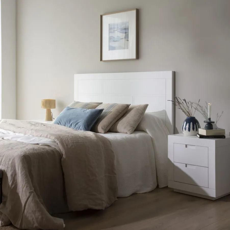 Sisal Tête de lit en bois laqué blanc pour lit de 150 et 160