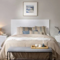 Sisal Tête de lit en bois laqué blanc pour lit de 150 et 160