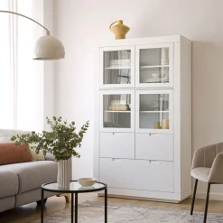 Sisal Vitrine en bois laqué blanc