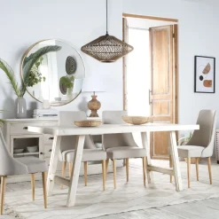 Soho Mesa de comedor rectangular de madera color blanco decay