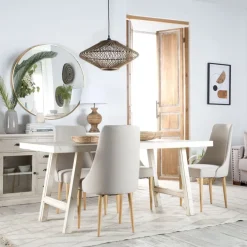 Soho Mesa de comedor rectangular de madera color blanco decay