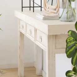 Soho Meuble d'entrée en bois massif en blanc décapé
