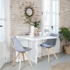 Tan Table &agrave; manger pliante rectangulaire tan 88/160 en bois laqué blanc