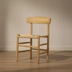 Tisen Chaise en bois massif et rotin naturel