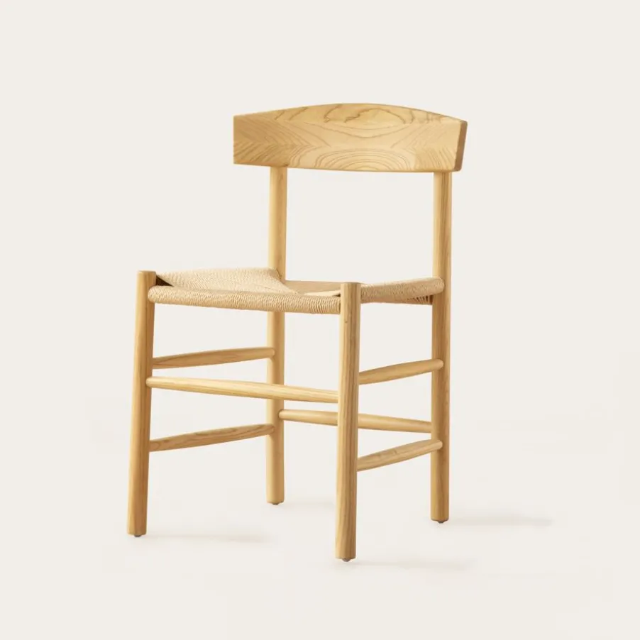 Tisen Chaise en bois massif et rotin naturel