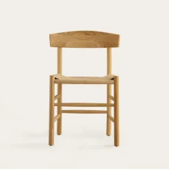 Tisen Chaise en bois massif et rotin naturel